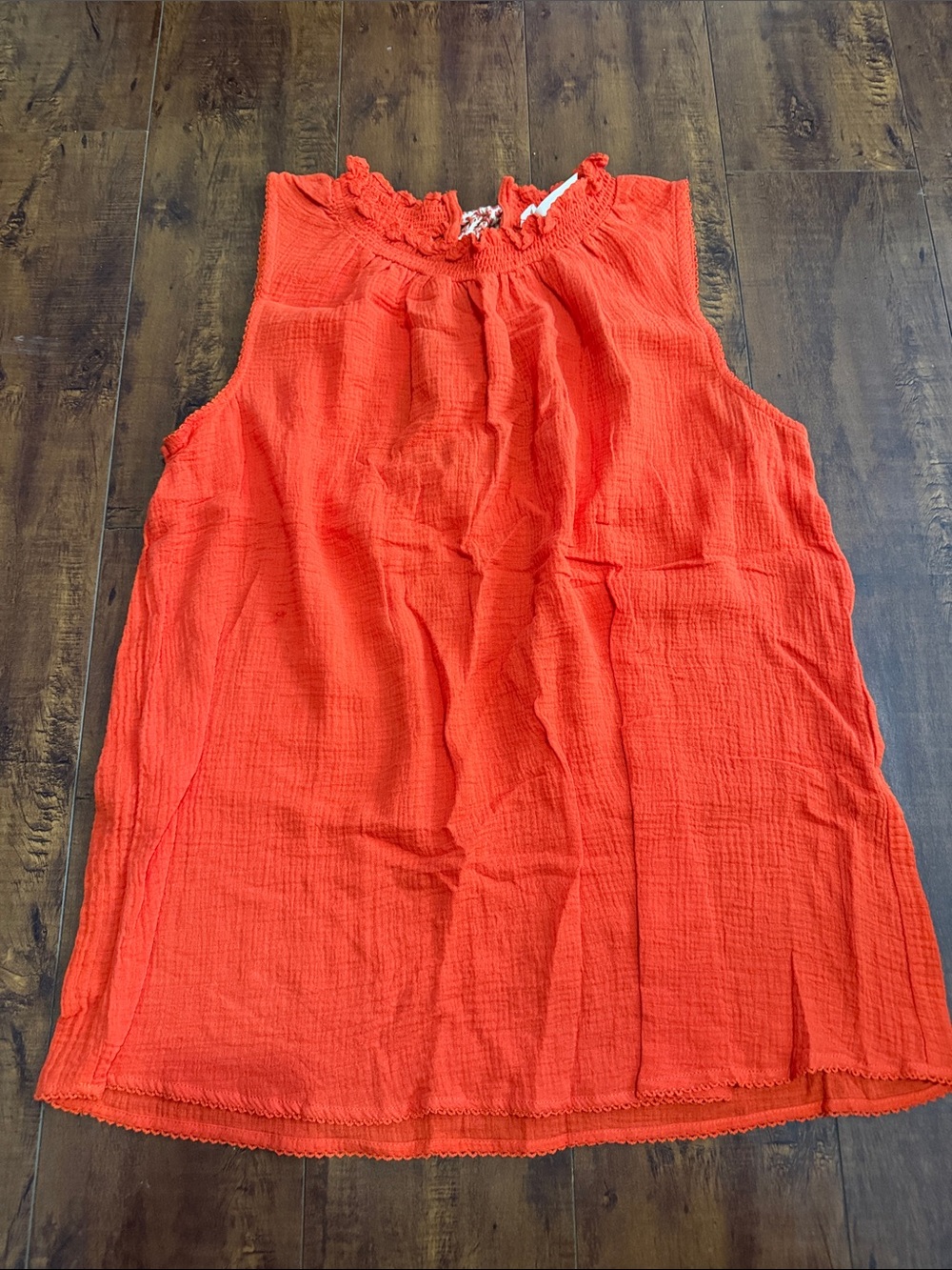 Matilda Jane Vibrant Orange Sleeveless Ruffled Neck Tank